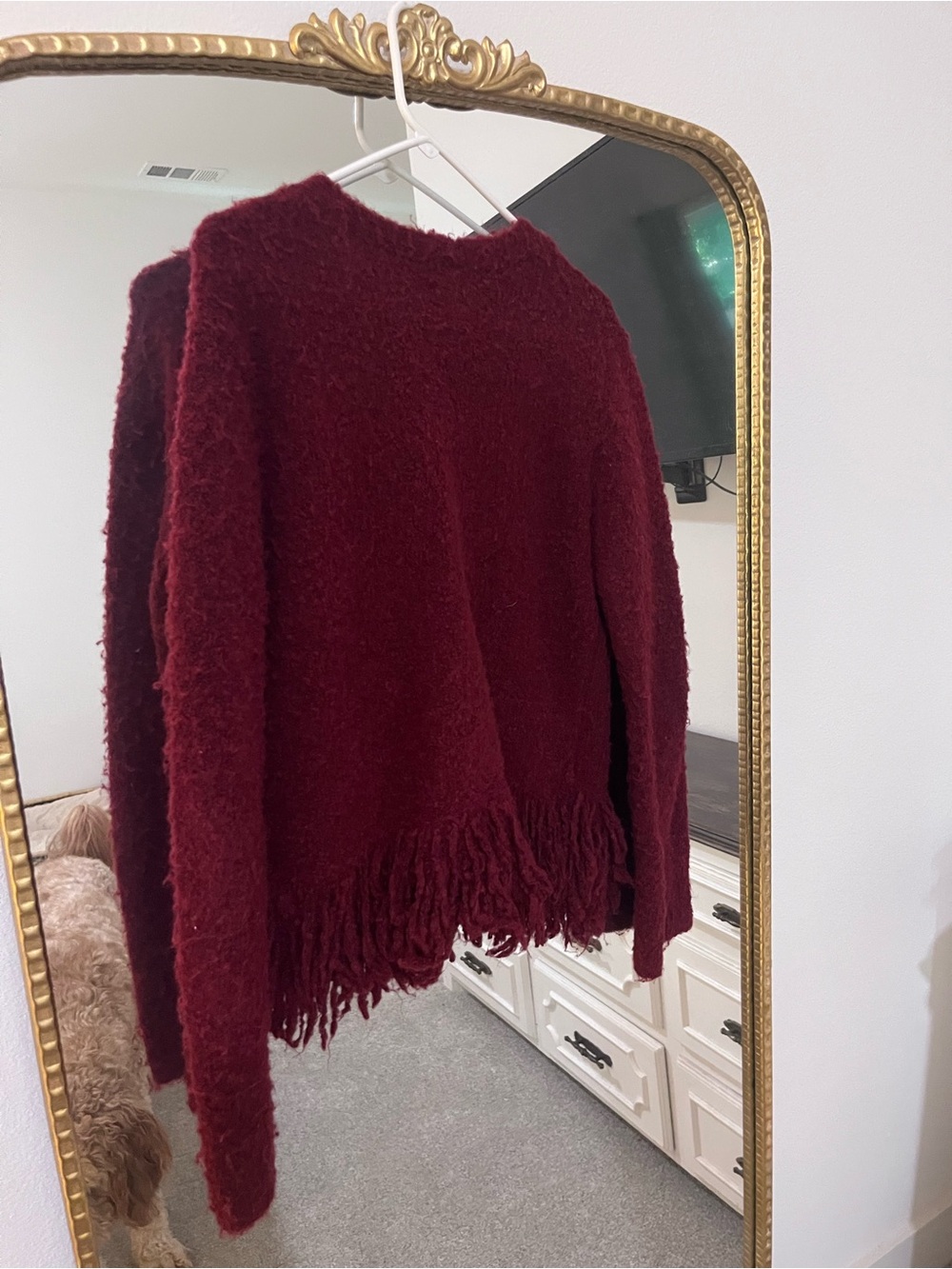 Lucky Brand Deep Burgundy Fringe Button-Front Cardigan - Picture 2 of 5